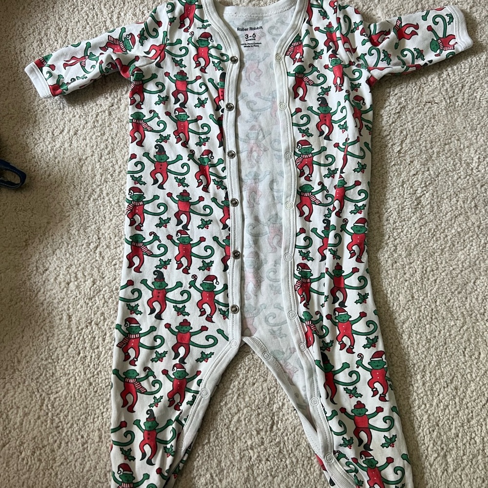 Roller Rabbit Red and Green Festive Footies